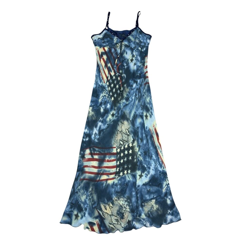 Vintage Y2K Rag Womens American Flag Midi Dress